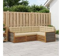 vidaXL Set di divani da esterno con cuscino 4 pcs Naturale e Beige, Divano Esterno, Set Sezionale Resistente, Mobilio da Giardino, Comfort e Stile per il Tuo Patio
