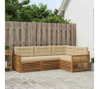 vidaXL Set di divani da esterno con cuscino 4 pcs Naturale e Beige