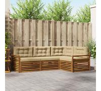 vidaXL Set di divani da esterno con cuscino 4 pcs Naturale e Beige, Divano Sezionale Moderno per Giardino, Mobili Resistente per Patio, Comodo Posto per Rilassarsi all'Aperto