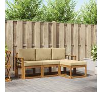 vidaXL Set di divani da esterno con cuscino 4 pcs Naturale e Beige, Divano da esterno, arredo moderno, relax in giardino e terrazza per il comfort del patio