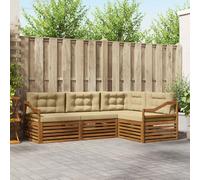 vidaXL Set di divani da esterno con cuscino 4 pcs Naturale e Beige, Divano Sezionale Moderno per Giardino, Mobili Resistente per Patio, Comodo Posto per Rilassarsi all'Aperto