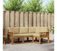 vidaXL Set di divani da esterno con cuscino 4 pcs Naturale e Beige, Divano da esterno, mobili modulari, lounge da giardino, seduta patio resistente, set terrazza confortevole