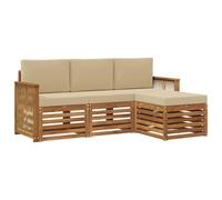 vidaXL Set di divani da esterno con cuscino 4 pcs Naturale e Beige, Arredamento da giardino, divano moderno per terrazza, set lounge per un comfort all'aperto