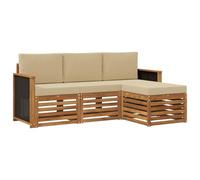 vidaXL Set di divani da esterno con cuscino 4 pcs Naturale e Beige, Arredamento da giardino, divano moderno per terrazza, set lounge per un comfort all'aperto