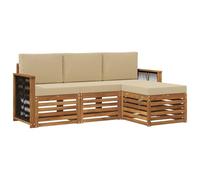 vidaXL Set di divani da esterno con cuscino 4 pcs Naturale e Beige, Arredamento da giardino, divano moderno per terrazza, set lounge per un comfort all'aperto