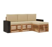 vidaXL Set di divani da esterno con cuscino 4 pcs Naturale e Beige, Arredamento da giardino, divano moderno per terrazza, set lounge per un comfort all'aperto