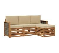 vidaXL Set di divani da esterno con cuscino 4 pcs Naturale e Beige, Arredamento da giardino, divano moderno per terrazza, set lounge per un comfort all'aperto