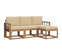 vidaXL Set di divani da esterno con cuscino 4 pcs Naturale e Beige, Divano da esterno, arredo moderno, relax in giardino e terrazza per il comfort del patio
