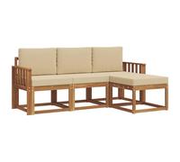 vidaXL Set di divani da esterno con cuscino 4 pcs Naturale e Beige, Divano da esterno, arredo moderno, relax in giardino e terrazza per il comfort del patio