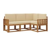vidaXL Set di divani da esterno con cuscino 4 pcs Naturale e Beige, Divano da esterno, mobili modulari, lounge da giardino, seduta patio resistente, set terrazza confortevole