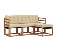 vidaXL Set di divani da esterno con cuscino 4 pcs Naturale e Beige, Divano da esterno, set sezionale moderno, mobilio da giardino resistente, comfort in terrazza