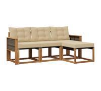 vidaXL Set di divani da esterno con cuscino 4 pcs Naturale e Beige, Divano da Giardino, Set Moderno per Esterni, Lounge Resistente, Comodo Posto per il Terreno
