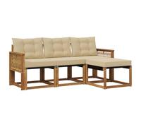 vidaXL Set di divani da esterno con cuscino 4 pcs Naturale e Beige, Divano da Giardino, Set Moderno per Esterni, Lounge Resistente, Comodo Posto per il Terreno