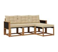 vidaXL Set di divani da esterno con cuscino 4 pcs Naturale e Beige, Divano da Giardino, Set Moderno per Esterni, Lounge Resistente, Comodo Posto per il Terreno