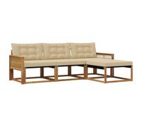 vidaXL Set di divani da esterno con cuscino 4 pcs Naturale e Beige, Divano da Giardino, Set Sezionale Moderno, Mobili Esterni Resistenti, Lounge per Patio e Relax
