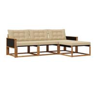 vidaXL Set di divani da esterno con cuscino 4 pcs Naturale e Beige, Divano da Giardino, Set Sezionale Moderno, Mobili Esterni Resistenti, Lounge per Patio e Relax