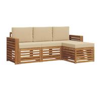 vidaXL Set di divani da esterno con cuscino 4 pcs Naturale e Beige, Divano Giardino Moderno, Set Sezionale Resistente per Esterni, Lounge Patio Elegante, Mobili per Comodità