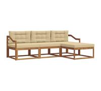 vidaXL Set di divani da esterno con cuscino 4 pcs Naturale e Beige, Divano Modulare per Giardino, Set Patios Moderno, Mobili Resistenti, Comodo e Ideale per Esterni