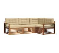 vidaXL Set di divani da esterno con cuscino 4 pcs Naturale e Beige, Divano Sezionale Moderno per Giardino, Mobili Resistente per Patio, Comodo Posto per Rilassarsi all'Aperto