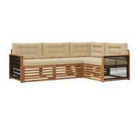 vidaXL Set di divani da esterno con cuscino 4 pcs Naturale e Beige, Divano Sezionale Moderno per Giardino, Mobili Resistente per Patio, Comodo Posto per Rilassarsi all'Aperto