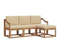 vidaXL Set di divani da esterno con cuscino 4 pcs Naturale e Beige, Lounge da Giardino, Set Divano da Esterno Moderno, Mobili Sezionali Durevoli per Patio, Seduta Confortevole per Terrazza