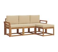 vidaXL Set di divani da esterno con cuscino 4 pcs Naturale e Beige, Lounge da Giardino, Set Divano da Esterno Moderno, Mobili Sezionali Durevoli per Patio, Seduta Confortevole per Terrazza