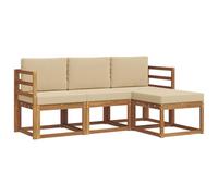 vidaXL Set di divani da esterno con cuscino 4 pcs Naturale e Beige, Divano da esterno, arredo moderno, relax in giardino e terrazza per il comfort del patio