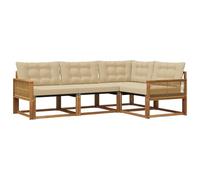 vidaXL Set di divani da esterno con cuscino 4 pcs Naturale e Beige, Set da giardino, divano moderno, arredamento resistente, seating elegante per terrazza, patio per rilassarsi