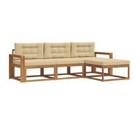 vidaXL Set di divani da esterno con cuscino 4 pcs Naturale e Beige, Set di divani moderni per esterni, mobili per giardino resistenti, comodi posti a sedere per il patio