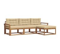 vidaXL Set di divani da esterno con cuscino 4 pcs Naturale e Beige, Set di divani moderni per esterni, mobili per giardino resistenti, comodi posti a sedere per il patio
