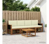vidaXL Set di divani da esterno con cuscino 4 pcs Naturale e Crema, Divano moderno da giardino, set sezionale per relax in patio, comfort e stile assicurati
