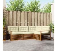 vidaXL Set di divani da esterno con cuscino 4 pcs Naturale e Crema, Divano Sezionale Moderno per Giardino, Mobili Resistente per Patio, Comodo Posto per Rilassarsi all'Aperto