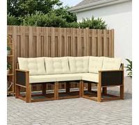 vidaXL Set di divani da esterno con cuscino 4 pcs Naturale e Crema