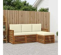 vidaXL Set di divani da esterno con cuscino 4 pcs Naturale e Crema, Arredamento da giardino, divano moderno per terrazza, set lounge per un comfort all'aperto