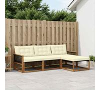 vidaXL Set di divani da esterno con cuscino 4 pcs Naturale e Crema, Divano da Giardino, Set Sezionale Moderno, Mobili Esterni Resistenti, Lounge per Patio e Relax