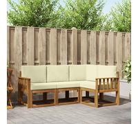 vidaXL Set di divani da esterno con cuscino 4 pcs Naturale e Crema, Divano da esterno, mobili modulari, lounge da giardino, seduta patio resistente, set terrazza confortevole