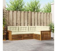 vidaXL Set di divani da esterno con cuscino 4 pcs Naturale e Crema, Divano Sezionale Moderno per Giardino, Mobili Resistente per Patio, Comodo Posto per Rilassarsi all'Aperto