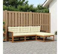 vidaXL Set di divani da esterno con cuscino 4 pcs Naturale e Crema