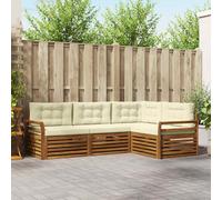 vidaXL Set di divani da esterno con cuscino 4 pcs Naturale e Crema, Divano Sezionale Moderno per Giardino, Mobili Resistente per Patio, Comodo Posto per Rilassarsi all'Aperto