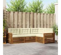 vidaXL Set di divani da esterno con cuscino 4 pcs Naturale e Crema, Divano Sezionale Moderno per Giardino, Mobili Resistente per Patio, Comodo Posto per Rilassarsi all'Aperto
