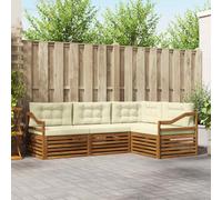 vidaXL Set di divani da esterno con cuscino 4 pcs Naturale e Crema, Divano Sezionale Moderno per Giardino, Mobili Resistente per Patio, Comodo Posto per Rilassarsi all'Aperto