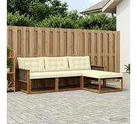 vidaXL Set di divani da esterno con cuscino 4 pcs Naturale e Crema, Divano da Giardino, Sezionale Moderno, Mobili da Esterno, Set per Patio, Comfort per la Tua Terrazza