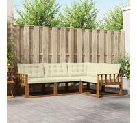 vidaXL Set di divani da esterno con cuscino 4 pcs Naturale e Crema, Divano Sezionale da Giardino, Set Lounge Moderna, Sedute Resistenti per Terrazza, Comfort Assicurato