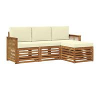 vidaXL Set di divani da esterno con cuscino 4 pcs Naturale e Crema, Arredamento da giardino, divano moderno per terrazza, set lounge per un comfort all'aperto