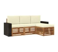 vidaXL Set di divani da esterno con cuscino 4 pcs Naturale e Crema, Arredamento da giardino, divano moderno per terrazza, set lounge per un comfort all'aperto