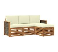 vidaXL Set di divani da esterno con cuscino 4 pcs Naturale e Crema, Arredamento da giardino, divano moderno per terrazza, set lounge per un comfort all'aperto