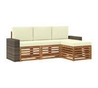 vidaXL Set di divani da esterno con cuscino 4 pcs Naturale e Crema, Arredamento da giardino, divano moderno per terrazza, set lounge per un comfort all'aperto