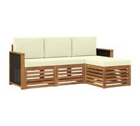 vidaXL Set di divani da esterno con cuscino 4 pcs Naturale e Crema, Arredamento da giardino, divano moderno per terrazza, set lounge per un comfort all'aperto