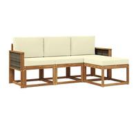 vidaXL Set di divani da esterno con cuscino 4 pcs Naturale e Crema, Divano da esterno, arredo moderno, relax in giardino e terrazza per il comfort del patio