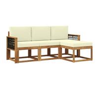 vidaXL Set di divani da esterno con cuscino 4 pcs Naturale e Crema, Divano da esterno, arredo moderno, relax in giardino e terrazza per il comfort del patio